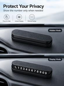 New PU Leather Temporary Parking Number Plate, High-End Car Phone Number Display Card, Hidden Design Vehicle Mobile Call Card, Premium Car Interior Decoration Accessory - A - View 9