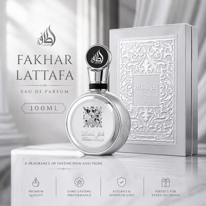 Lattafa Fakhar Silver Eau De Parfum 100ML Men Perfume Fresh Woody Aromatic Long Lasting Luxury Fragrance