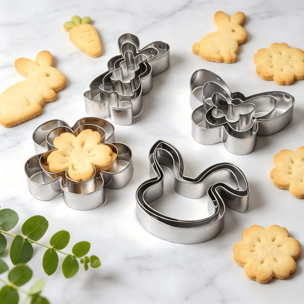 12 piezas de moldes de acero inoxidable con forma de cara de conejo de Pascua y mariposa, formas de repostería de primavera, con orejas de conejo, moldes para pasteles y galletas, adecuados para Pascua, Navidad, fiestas de cumpleaños, repostería casera, fáciles de limpiar, reutilizables