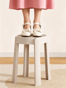 5 piezas de taburetes redondos de plástico grueso multicolor, apilables para almacenamiento, taburetes altos duraderos y antideslizantes para mesas de comedor del hogar, entrada para cambiar zapatos y uso en el baño. - Multicolor - Ver 9