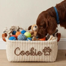 1pc Customizable Storage Basket Personalized Dog Toy Basket Corduroy Pet Storage Basket With Name Personalized Name Basket With Portable Handle Desktop Organizer Clothing Storage Home Decor Perfect Gift Laundry Basket, Gift For Pet Lovers - Multicolor - View 5
