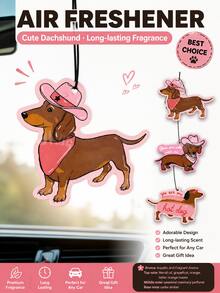 3pcs Cute Dachshund Car Aromatherapy, Y2K Fruit Pattern Hanging Decor. Dual-Use For Rearview Mirror And Air Vent, Long-Lasting Fragrance. Durable Car Decoration, Also Suitable For Home And Office. Ideal Holiday Gift For Car Owners And Friends. - Multicolor - View 1