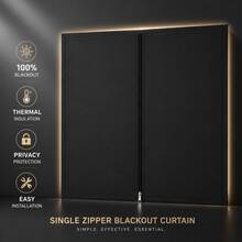 Portable Blackout Curtain, Suitable For Bedroom And Travel, Single Zipper Design, 100% Full Blackout, No Drilling Easy Installation, UV Protection - A - View 1