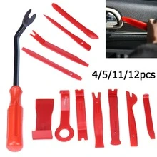 Kit de 4/5/11/12 piezas de herramientas de palanca para desmontar radio, puerta, clip, panel, moldura y salpicadero de automóvil, cuchillas de plástico para desmontaje manual de interior de coche - Rojo - Ver 13