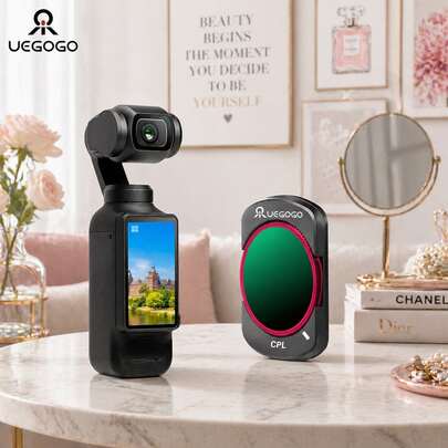 Bộ kính lọc CPL từ tính UEGOGO cho Osmo Pocket 3 - với kính quang học HD và khung hợp kim nhôm bền, bao gồm khăn lau; tăng cường độ rõ nét của hình ảnh và video một cách hiệu quả.