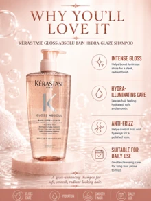 Kérastase GLOSS ABSOLU BAIN HYDRA GLAZE 洗髮精 500ml/16.91 Fl Oz -溫和保濕修護，100小時柔軟亮澤觸感，先進雙重鎖水技術，165%內層補水，161%外層光澤增強，添加玻尿酸與野玫瑰精油，改善乾燥毛躁髮質，柑橘花香調，適合長髮毛躁乾髮 - 卡詩釉光玫瑰洗髮精 - 查看 7