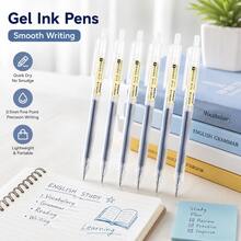 3pcs/Pack 0.5mm Retractable Gel Pens, Back To School Essential, Minimalist Aesthetic Matte Transparent Barrel, Quick-Drying Smooth Writing, Black Ink Pens, Suitable For Students, Office, School Stationery - Blue - View 2