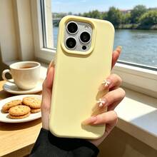 1件裝奢華糖果色液態矽膠 AI 按鈕手機殼，相容 iPhone 17 Air 16 15 14 13 12 11 Pro Max Plus | 超薄防震保護 | 手機 - 黃色 - 查看 2