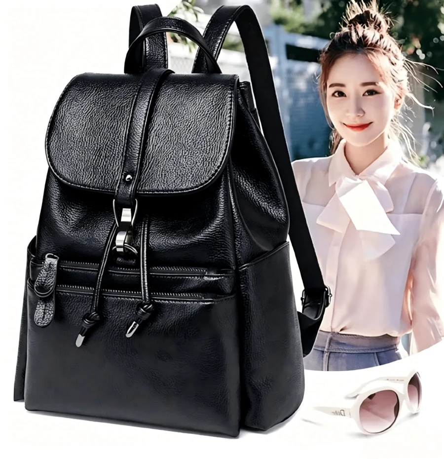 Women Fashion Backpacks - Black - View 1