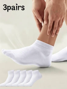OBOVAY 5雙白色低筒透氣夏季男士船襪，旅行度假必備薄款棉質隱形襪 - 白色 - 查看 14