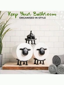 1/3 Pcs Cute Sheep Shaped No-Drill Toilet Paper Holder - Funny 3D Printed Black Sheep Toilet Paper Holder - Funny Tissue Storage Rack - Cute Bathroom Decor - Multicolor - View 4