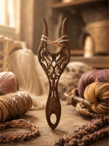 New Cross-Border Rope Braiding Tool: Renaissance-Style Wooden Craft Fork For Organization Renaissance-Style Solid Wood Braiding Fork Craft: New Handmade DIY Rope Braiding Tool, Yarn Bracelet Braiding Aid Fork, Home Craft Yarn Organization Tool - Retro Color - View 10