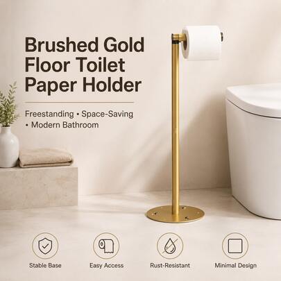 Stainless Steel Standing Floor Toilet Paper Holder, Creative Multifunctional Storage Rack For Bathroom And Home