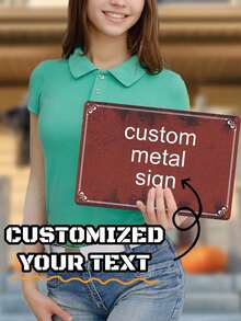 1pc Customized Metal Sign, With Personalized Text And Logo, Premium Weather-Resistant Aluminum Material, Multiple Colors Available, Unique Father's Day Holiday Gift Idea, Suitable For Home, Office, Commercial Or Outdoor Decoration, Customizable For Any Occasion - Multicolor - View 3