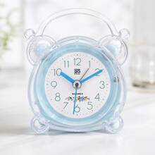 1pc Cute Pink Analog Alarm Clock, Silent Sweep No Ticking, Snooze Function, Rear Night Light Button, ABS Shell, 1 AA Battery Powered Not Included, Desktop Clock For Bedroom Bedside Office Dorm Kitchen, Birthday Christmas Gift - Multicolor - View 14