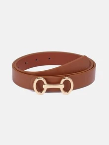 1pc Solid Color Casual PU (Polyurethane) Women's Belt Suitable For Daily Use Double D-Buckle For Dresses And Suit Pants - A - View 21