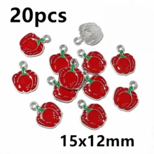 20 piezas de dijes de esmalte con forma de verduras, colgantes de chile, tomate, patata, maíz, zanahoria, dijes de comida, accesorios y hallazgos para hacer joyas DIY - verdura - Ver 29