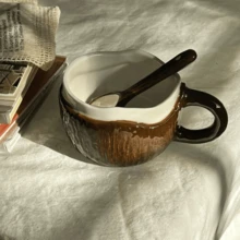 Caneca de café vintage com design de coco, caneca criativa de casca de coco, caneca de chá de cerâmica fofa com vidrado que muda de cor, presente, caneca para casa/pequeno-almoço, caneca - Multicolorido - Ver 2