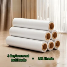 4pcs/Set (3 Rolls Of Replacement Adhesive Paper + 1 Long Handle Lint Roller). Equipped With 16/19/24cm Wide Roller And 1m Extendable Pole. Suitable For Removing Cat Hair & Dog Hair, Dust Removal Tool For Sofa, Carpet And Clothes. - 1 SET (60 Sheets + 180 Sheets) - View 3