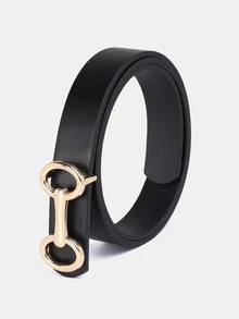 1pc Solid Color Casual PU (Polyurethane) Women's Belt Suitable For Daily Use Double D-Buckle For Dresses And Suit Pants - A - View 4