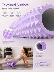 Foam Yoga Massage Roller: Promotes Muscle Relaxation And Enhances Flexibility | Textured Surface Design For Deep Tissue Massage | Suitable For Yoga, Pilates And Various Fitness Activities | Yoga Accessories & Supplies | Textured Roller - Multicolor - View 8