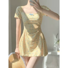 Women Swim Dresses - Yellow - View 3