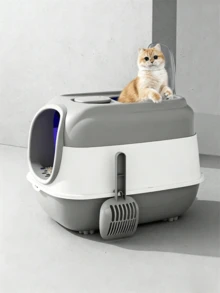 1pc Fully Enclosed Drawer-Style Litter Boxes Available In Multiple Colors, Featuring Leak-Proof Design, Deodorizing Function And Easy Disassembly For Cleaning; Top-Entry Cat Toilet Supplies. - one-size - View 3