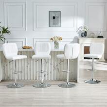 360° Swivel Bar Stool, Height Adjustable From 62 To 83 Cm, With Backrest And Footrest, Ergonomic, In White Imitation Leather, Supporting Up To 136 Kg, Finish. - Silver - View 10