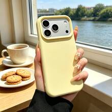 1件裝奢華糖果色液態矽膠 AI 按鈕手機殼，相容 iPhone 17 Air 16 15 14 13 12 11 Pro Max Plus | 超薄防震保護 | 手機 - 黃色 - 查看 1