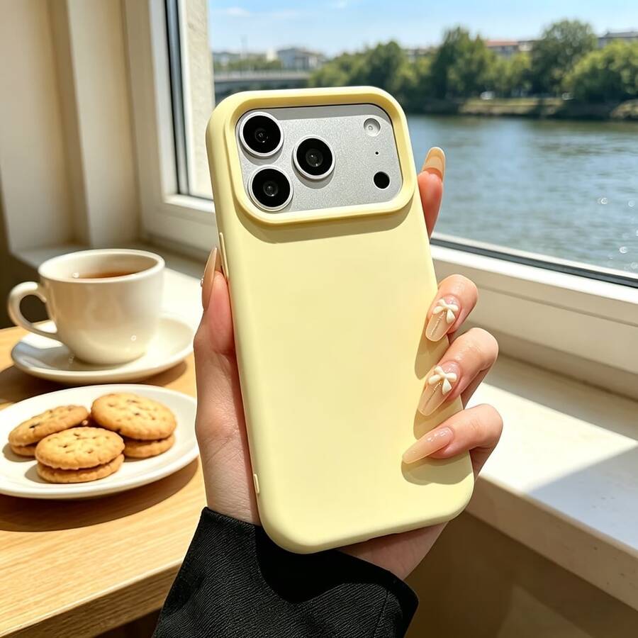 1件裝奢華糖果色液態矽膠 AI 按鈕手機殼，相容 iPhone 17 Air 16 15 14 13 12 11 Pro Max Plus | 超薄防震保護 | 手機 - 黃色 - 查看 1