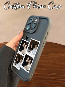 1件客製化手機殼 Ins風手繪愛心相框手機殼 週年限定DIY照片手機殼 適用 Apple 17/17 Pro/17 Air/17 Pro Max 全系列 Apple 16 手機殼 情人節禮物 個性化禮物 送友禮物 - 黑色 - 查看 4