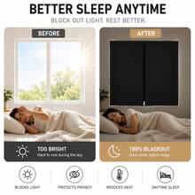 Portable Blackout Curtain, Suitable For Bedroom And Travel, Single Zipper Design, 100% Full Blackout, No Drilling Easy Installation, UV Protection - A - View 2