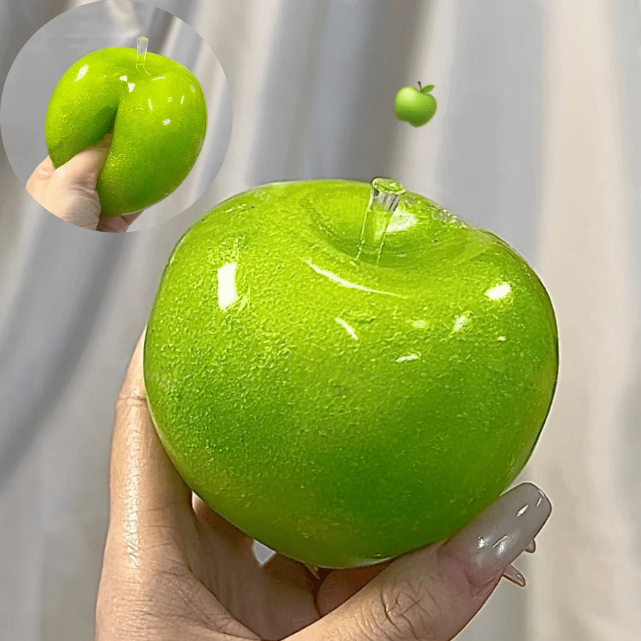 Green Apple Squeeze Ball, Clear TPR Fidget Toy, Soft Stress Relief Ball For Teens, Couples And Adults