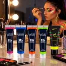 Gel Para Pintura Maquiagem Artística Corpo Cabelo E Rosto 30g Multiuso Festas Carnaval Cores Neon - Azul Neon - Visão 3