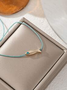 1pc Exquisite Fish Pendant Adjustable Anklet, Suitable For Beach, Party, Daily Wear, Minimalist Style, Women's Fashion Accessory - Baby Blue - View 9