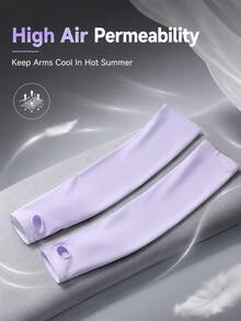 Cool And Refreshing Sun Protection Arm Sleeves With Finger Holes, High Elasticity, Breathable And UV Protection, Suitable For Driving, Cycling And Outdoor Sun Protection - A - View 6