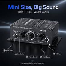 2通道汽車擴大機 HIFI 中置聲道喇叭 AK-270 迷你 12V 電腦汽車家用小型擴大機 汽車音響功率擴大機系統 混音器立體聲擴大機接收器 適用於汽車、家用喇叭、唱歌、吉他等 - 黑色 - 查看 10