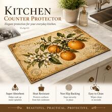 1pc Orange Pattern Print Absorbent Drying Mat, Kitchen Decor Coffee Machine Mat, Laundry Room Accessory Hand-Drip Coffee Pot Drip Tray, Kitchen Floor Mat, Table Mat, Kitchen Countertop Dish Drying Mat, Breakfast Mat, Heat-Resistant Drip Tray With Non-Slip Backing, Diatomaceous Earth Drip Tray, Stain-Hiding, Super Absorbent Kitchen Drip Tray, Easy-To-Clean Dish Rack Mat, Perfect For Kitchen, Dining Table, Coffee Shop, Bar, Holiday, Party, Home Decor, Holiday Gift - Multicolor - View 4