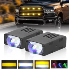 12V 24V 1對超薄迷你LED越野燈套件,隱藏式水箱罩安裝,RGB變色閃爍,黃白高/低光束,霧燈輔助燈 - 2pcs led - 查看 13