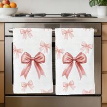 2 buah Handuk Dapur Motif Pita Merah Muda Sederhana untuk Sehari-hari, Kain Lap Piring Poliester Lembut, Cocok untuk Dekorasi Dapur, Pembersihan Dapur, Dekorasi Pesta Liburan, Perlengkapan Dapur & Kamar Mandi, Kebutuhan Rumah Tangga, Dekorasi Rumah, Hadiah Pesta Peresmian Rumah - MultiWarna - View 5