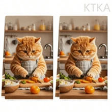 2pcs Chef Cat Print Kitchen Towels, 16x24 Inches, Machine Washable And Reusable, Absorbent Cleaning Cloth For Baking And Cooking, Kitchen Accessories, Housewarming Gift - Multicolor - View 9