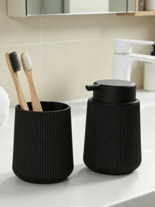 Minimalist Fashion Vertical Stripe Foam Soap Dispenser - 320ml Refillable Bathroom Pump Bottle, Compact Modern Design, Suitable For Hotel And Home Countertops, Multiple Colors Available - one-size - View 6