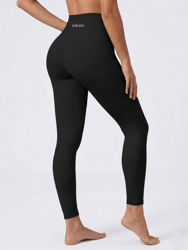 KyrLssu Quần legging nữ cạp cao dài ôm sát, chi tiết đường may tôn dáng co giãn, thiết kế cạp rộng, phù hợp cho thể thao và mặc thường ngày