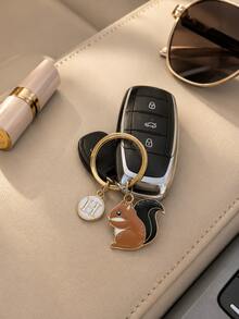 Llavero de Ardilla Personalizado Accesorio de Bolso, Regalo para Niñas, Regalo de Temporada de Graduación, Llavero Creativo para Mejor Amiga, Maestra, Amiga, Llavero Lindo para Mujeres, Llavero Decorativo para Llaves de Coche - Ardilla roja oxidada - Ver 2