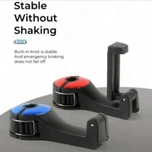 2-In-1 Car Headrest Hook Phone Holder Lock-Style Multi-Function Back Seat Hook Universal Creative Car Interior Accessory Car Decoration Car Supplies Perfect Gift For Women Birthday, Back To School, Family Gathering And Friends. - A - View 3