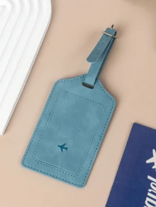 Vintage Minimalist PU Leather Rectangular Luggage Tag With Buckle Strap And Hidden ID Card Slot For Suitcase, Holiday Travel And Summer Vacation Trip - Multicolor - View 10