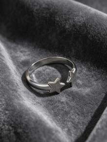 1pc Minimalist Stainless Steel Star Open Ring, Unique Fashion Design, Suitable For Party, Holiday And Daily Wear - Star-shaped Open Ring - View 5