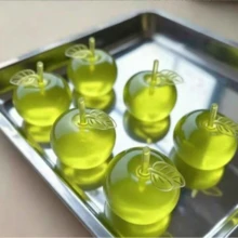 仿真綠蘋果捏捏樂，透明果凍麥芽糖質感，柔軟慢回彈黏性手指紓壓玩具，便攜式旅行減壓玩具，生日節日禮物 - 彩色 - 查看 3