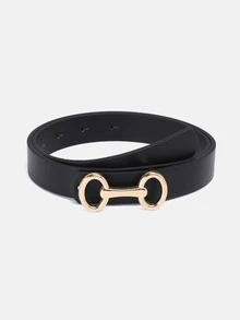 1pc Solid Color Casual PU (Polyurethane) Women's Belt Suitable For Daily Use Double D-Buckle For Dresses And Suit Pants - A - View 16