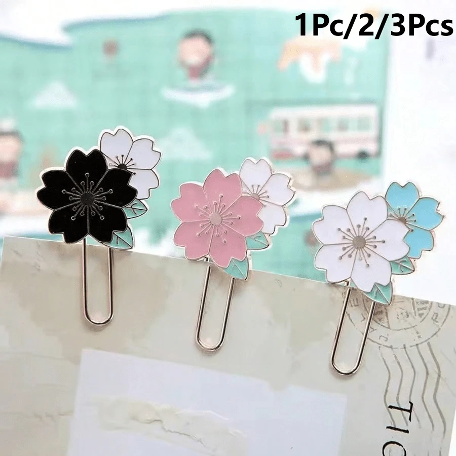 1Pc/2/3Pcs Creative Metal Bookmarks, Exquisite Cherry Blossom Book Clips, Multicolor Flower Bookmarks, Aesthetic Cute Sakura Page Markers, Learning Stationery, Reading Aid For Book Lovers, Students, Women Girls, Teacher Appreciation Gift